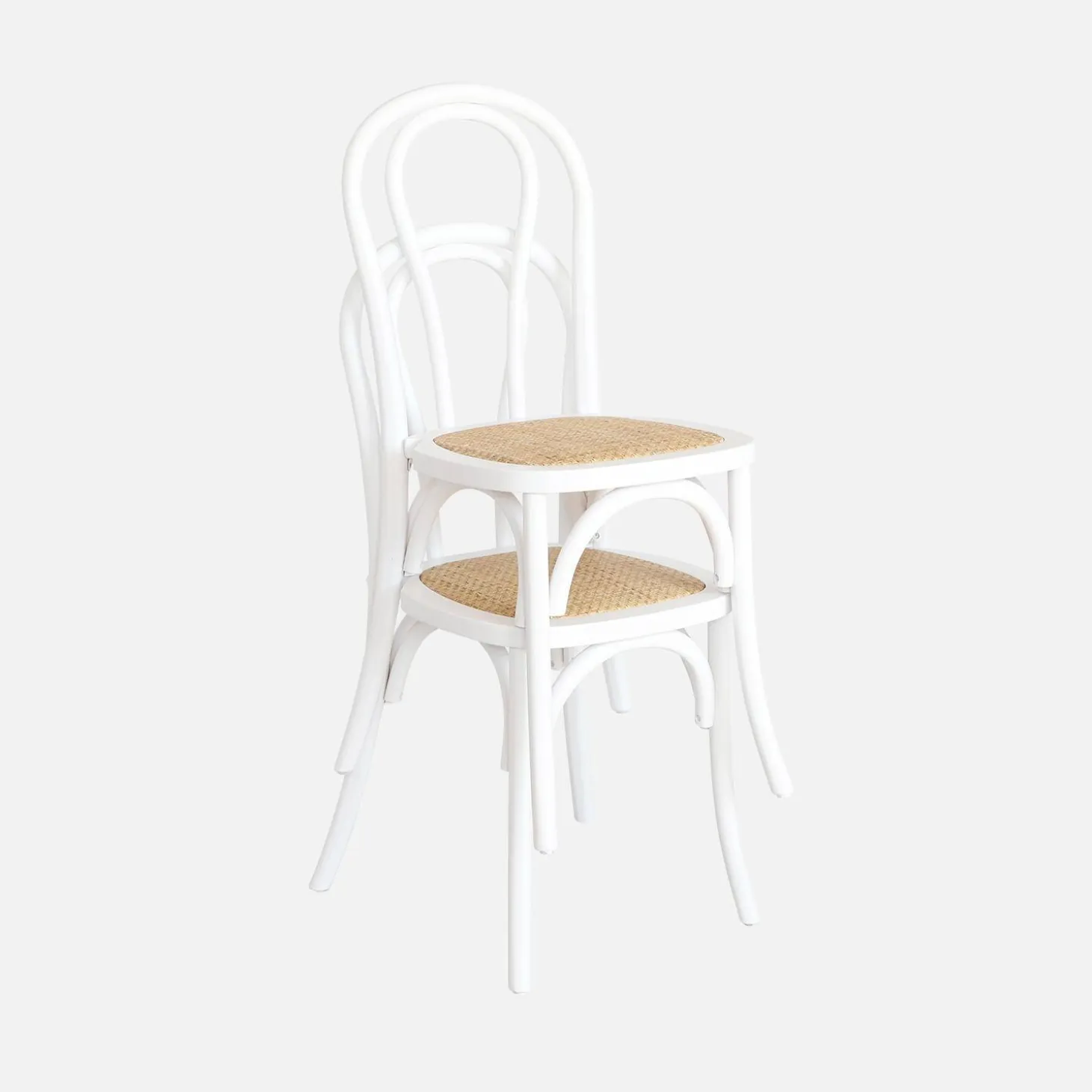 Cadeira vintage em madeira e revestida em rattan, set de 4