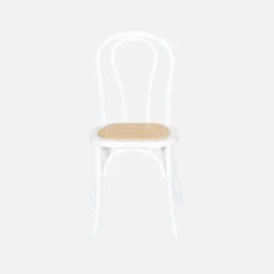 Cadeira vintage em madeira e revestida em rattan, set de 4