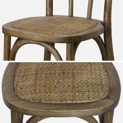 Cadeira vintage em madeira e revestida em rattan, set de 4