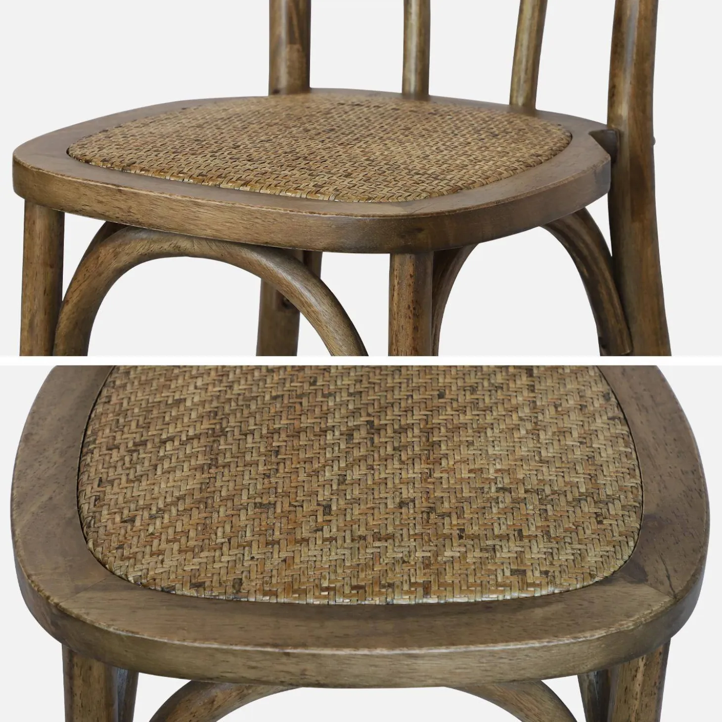 Cadeira vintage em madeira e revestida em rattan, set de 4