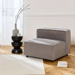 Cadeirão com assento em tecido hidrófugo, módulo para sofá modular