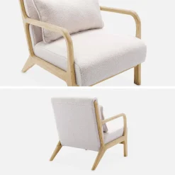 Cadeirão de design em madeira e tecido