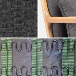 Cadeirão de design em madeira e tecido