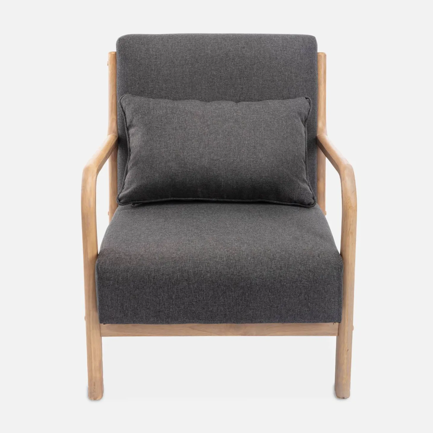 Cadeirão de design em madeira e tecido