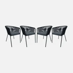Cadeirão de jardim em corda e aço galvanizado, set de 4