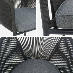 Cadeirão de jardim em corda e aço galvanizado, set de 2