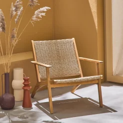 Cadeirão de relaxamento em madeira de acácia e resina