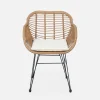 Cadeirão em resina e metal com efeito rattan, set de 2