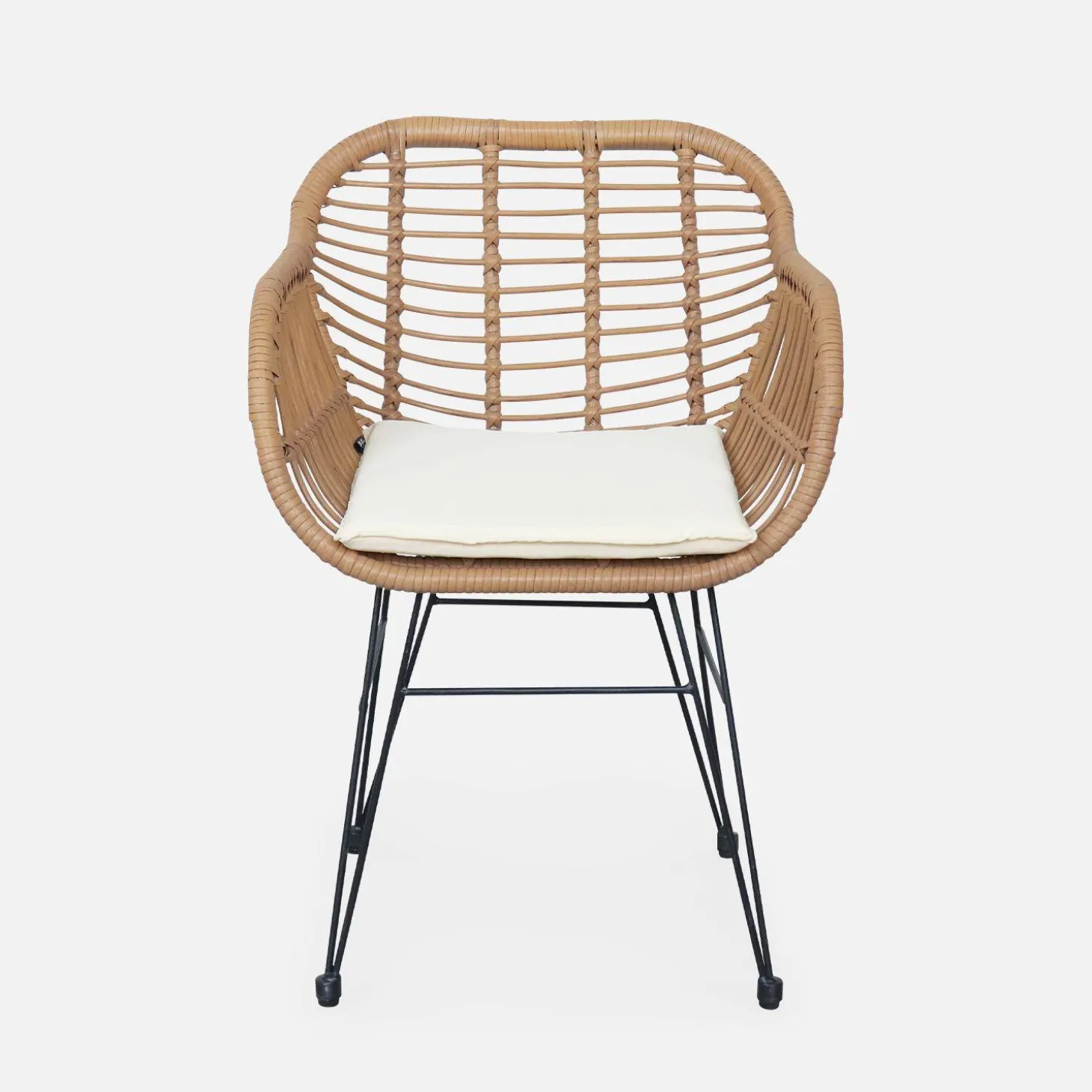 Cadeirão em resina e metal com efeito rattan, set de 2