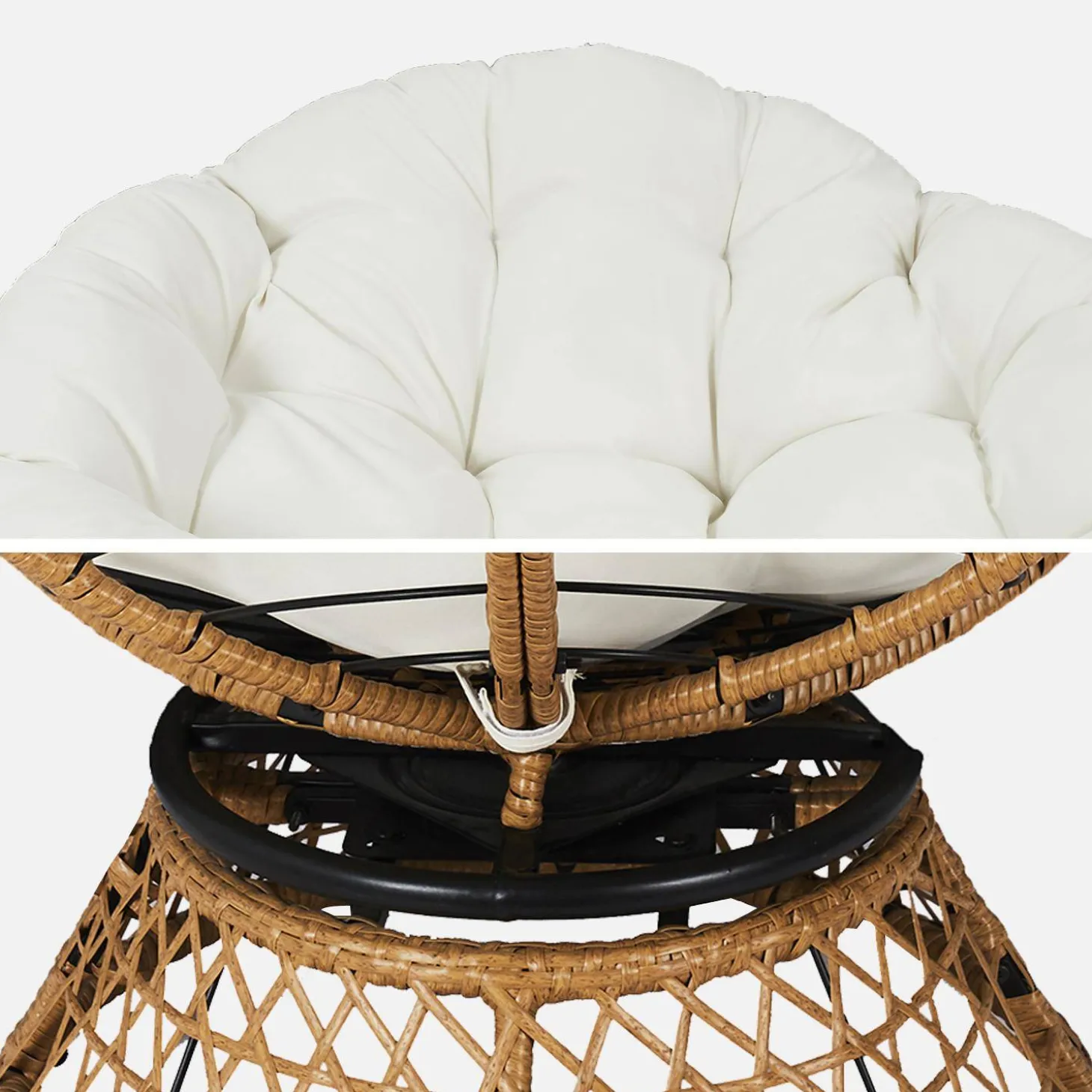 Cadeirão Papasan em polirattan, para exterior/interior, 96cmv