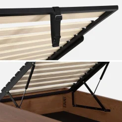 Cama baú com estrado de ripas decoração em madeira, 90x190cm
