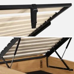 Cama baú com estrado de ripas decoração em madeira, 90x190cm