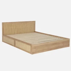 Cama boêmia com estrado de ripas e cabeceira 160x200cm + 4 gavetas