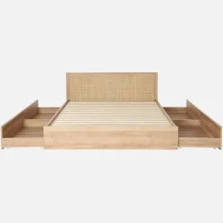 Cama boêmia com estrado de ripas e cabeceira 160x200cm + 4 gavetas
