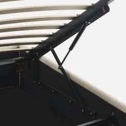 Cama com base de ripas, acabamento boucle, branco