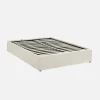 Cama com base de ripas, acabamento boucle, branco