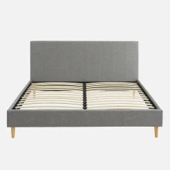 Cama com base de ripas e cabeceira 160x200cm, acabamento em tecido simple