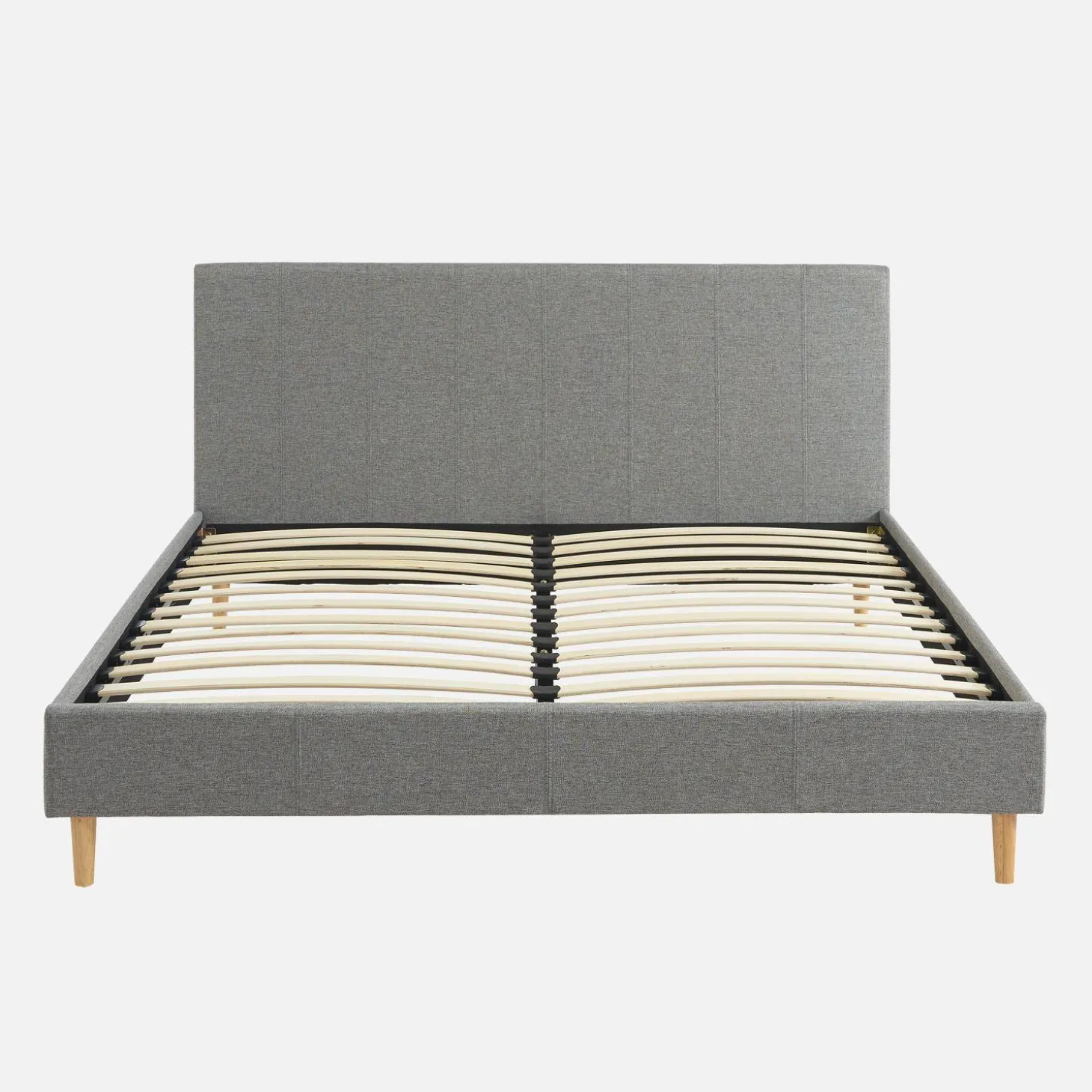 Cama com base de ripas e cabeceira 160x200cm, acabamento em tecido simple