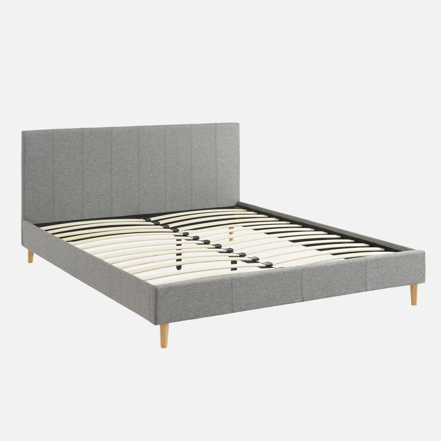 Cama com base de ripas e cabeceira 160x200cm, acabamento em tecido simple