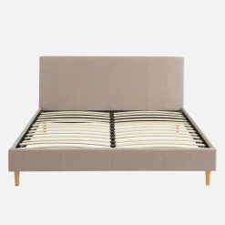 Cama com base de ripas e cabeceira 160x200cm, acabamento em tecido simple