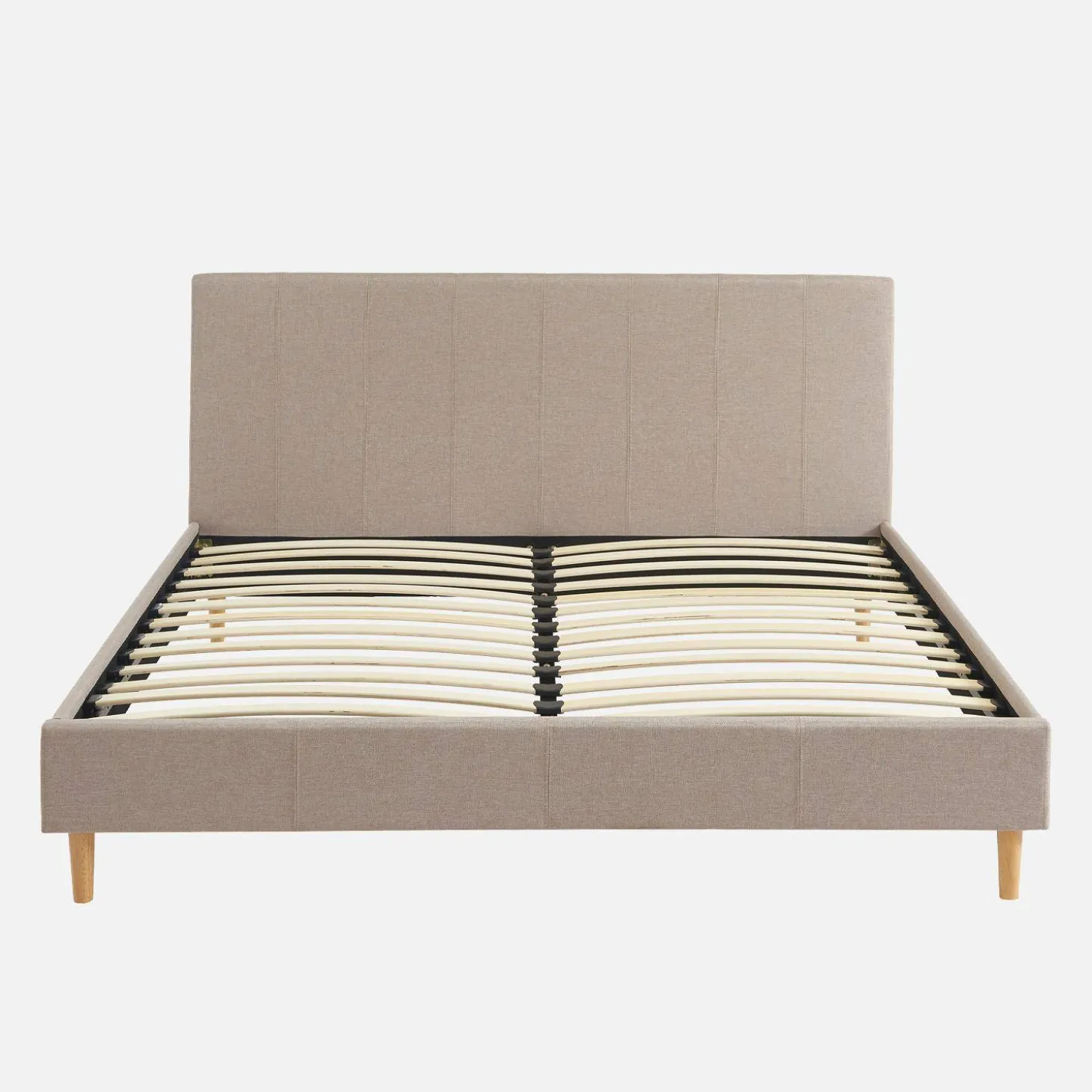 Cama com base de ripas e cabeceira 160x200cm, acabamento em tecido simple