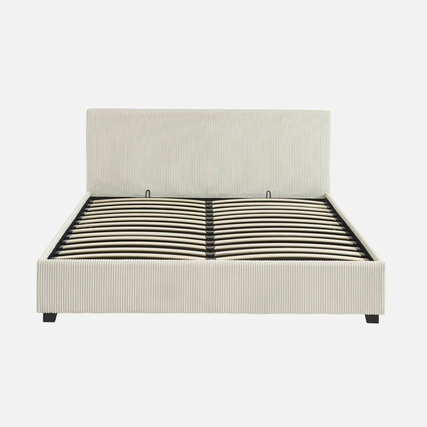 Cama com base de ripas e cabeceira 160x200cm, veludo canelado grosso