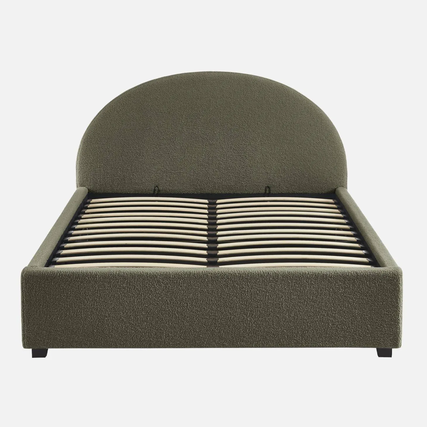 Cama com base de ripas e cabeceira 140x190cm, acabamento boucle