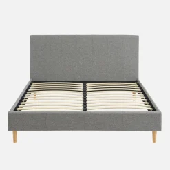 Cama com base de ripas e cabeceira 140x190cm, acabamento em tecido simple