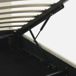 Cama com base de ripas e cabeceira 90x190cm, veludo canelado fino