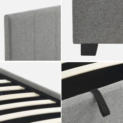 Cama com base de ripas e cabeceira, 90x190cm