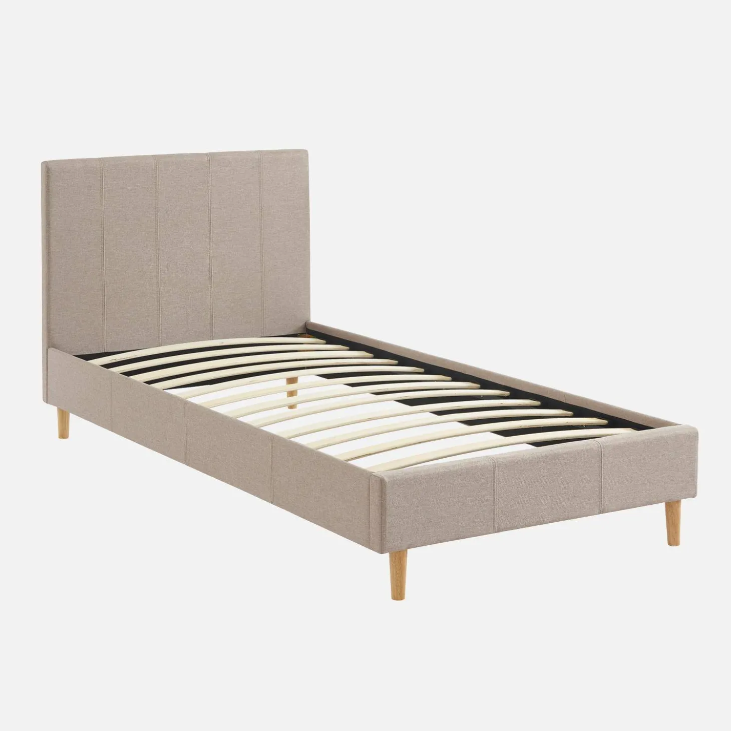 Cama com base de ripas e cabeceira 90x190cm, acabamento em tecido simple
