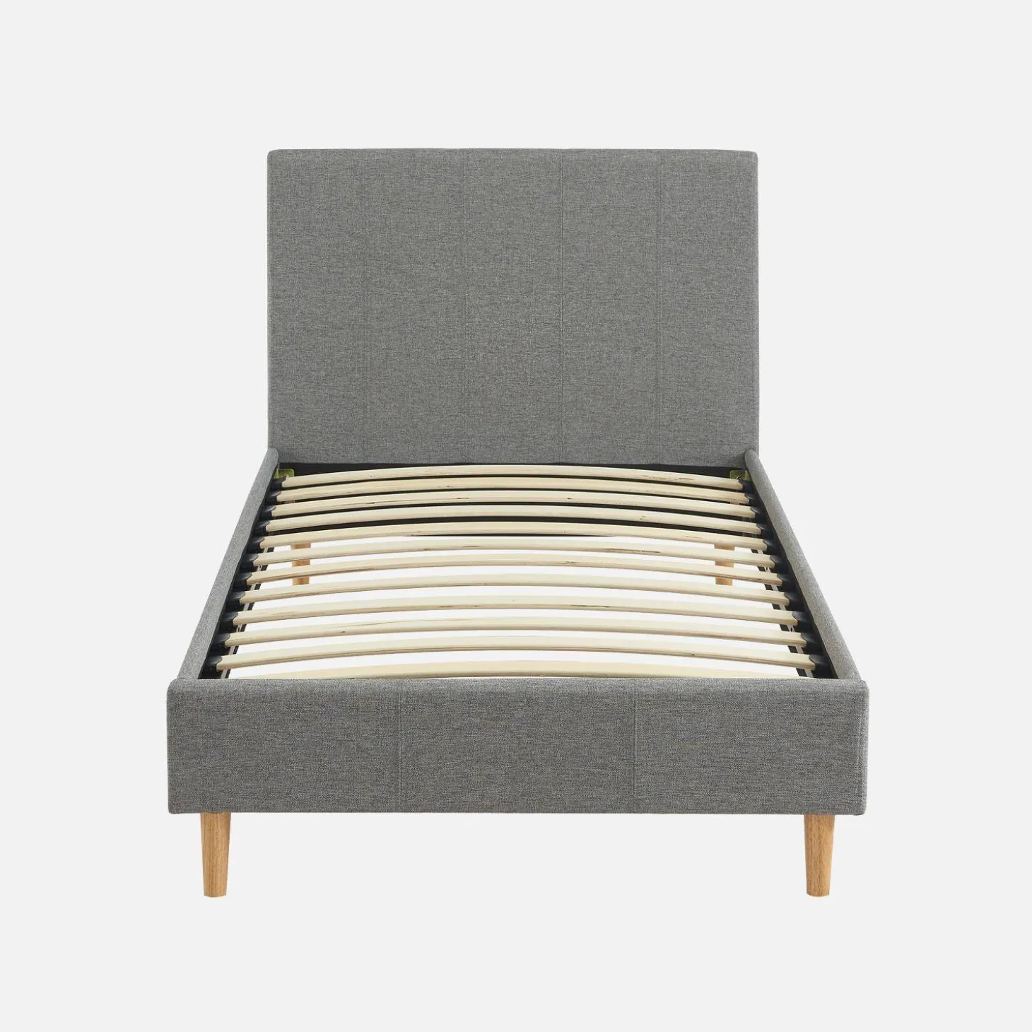 Cama com base de ripas e cabeceira 90x190cm, acabamento em tecido simple