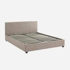 Cama com base de ripas e cabeceira, 160x200cm