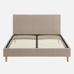 Cama com base de ripas e cabeceira 140x190cm, acabamento em tecido simple