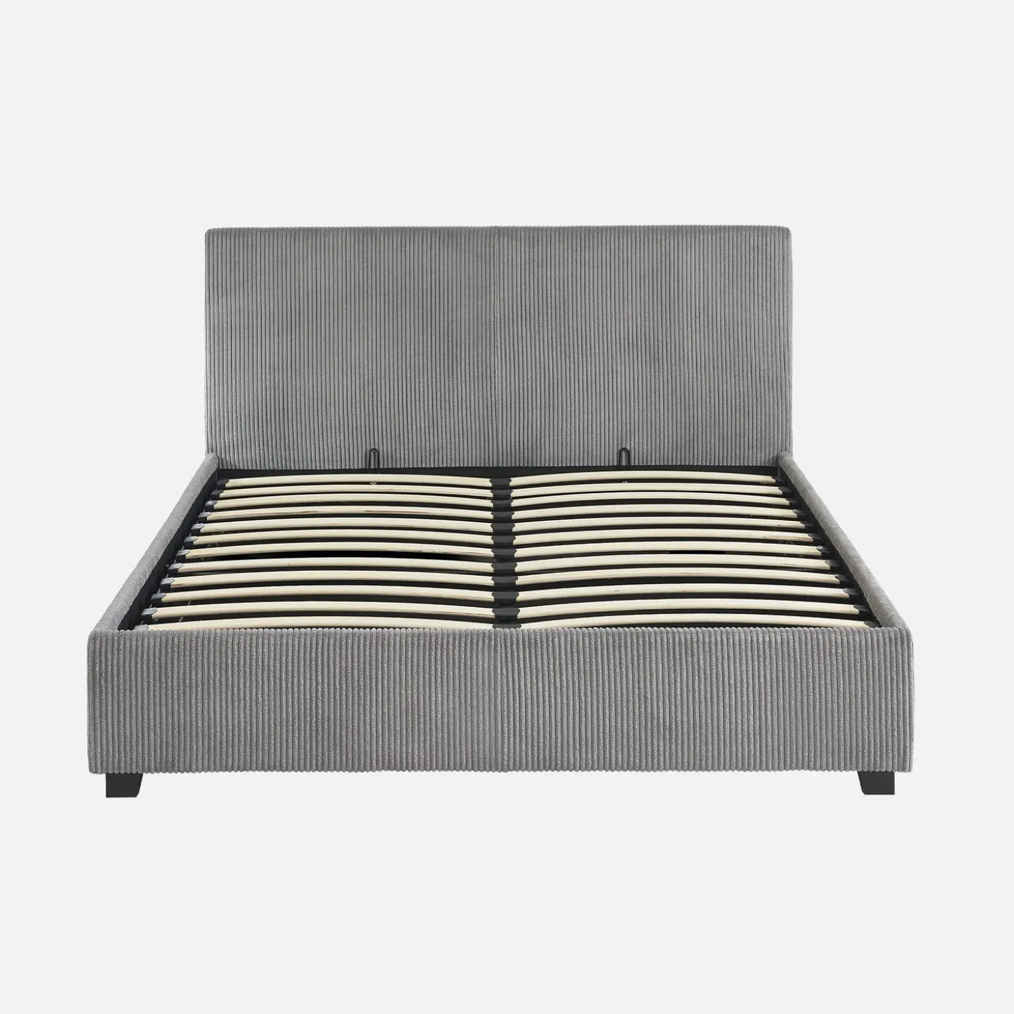 Cama com base de ripas e cabeceira 140x190cm, veludo canelado fino