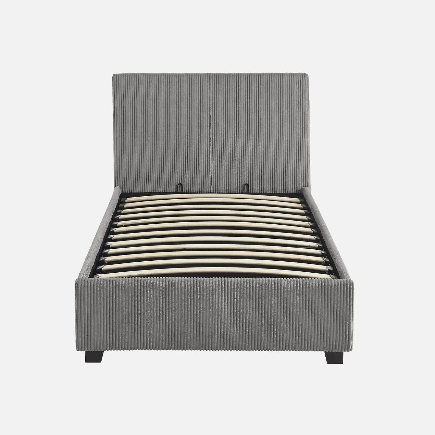 Cama com base de ripas e cabeceira 90x190cm, veludo canelado fino
