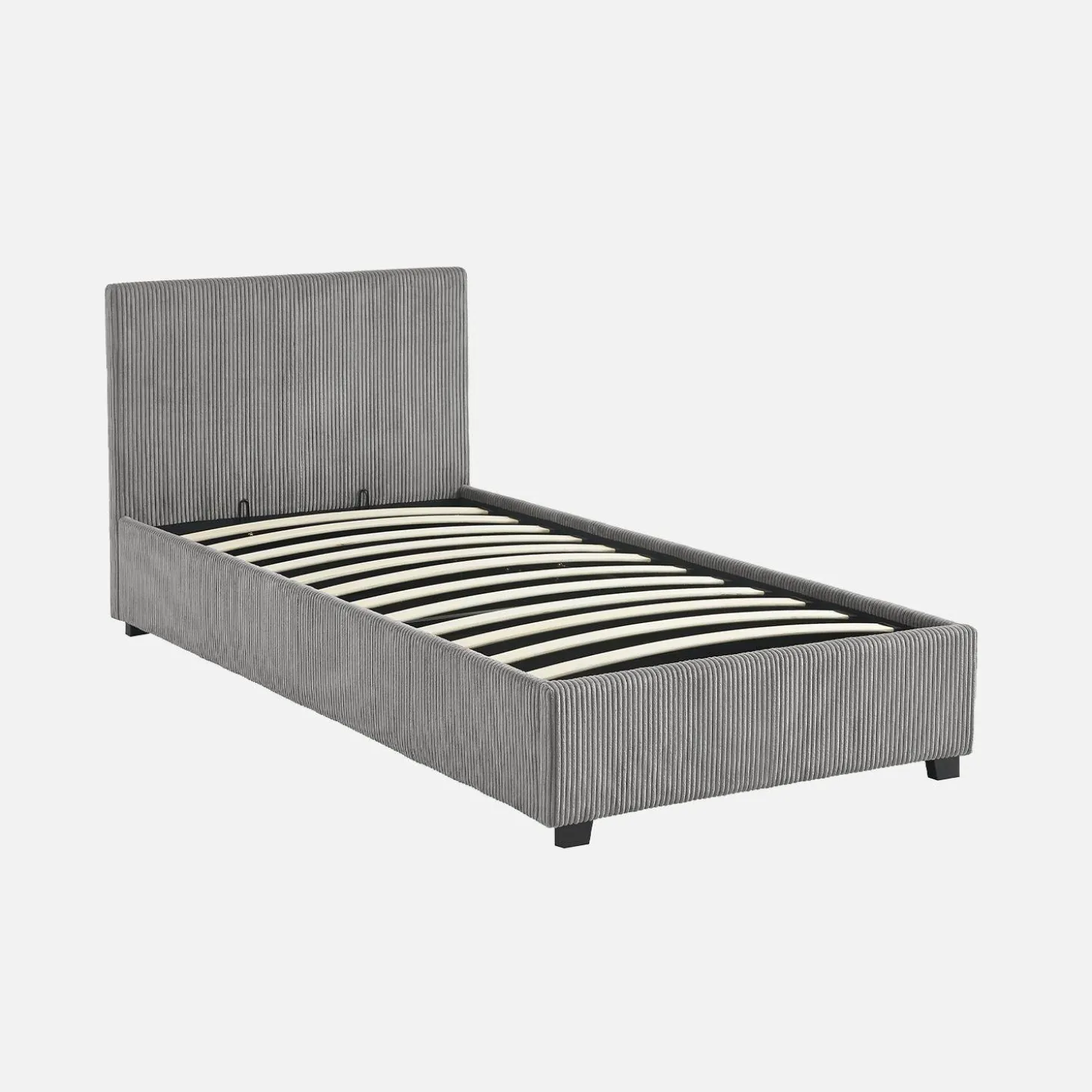 Cama com base de ripas e cabeceira 90x190cm, veludo canelado fino