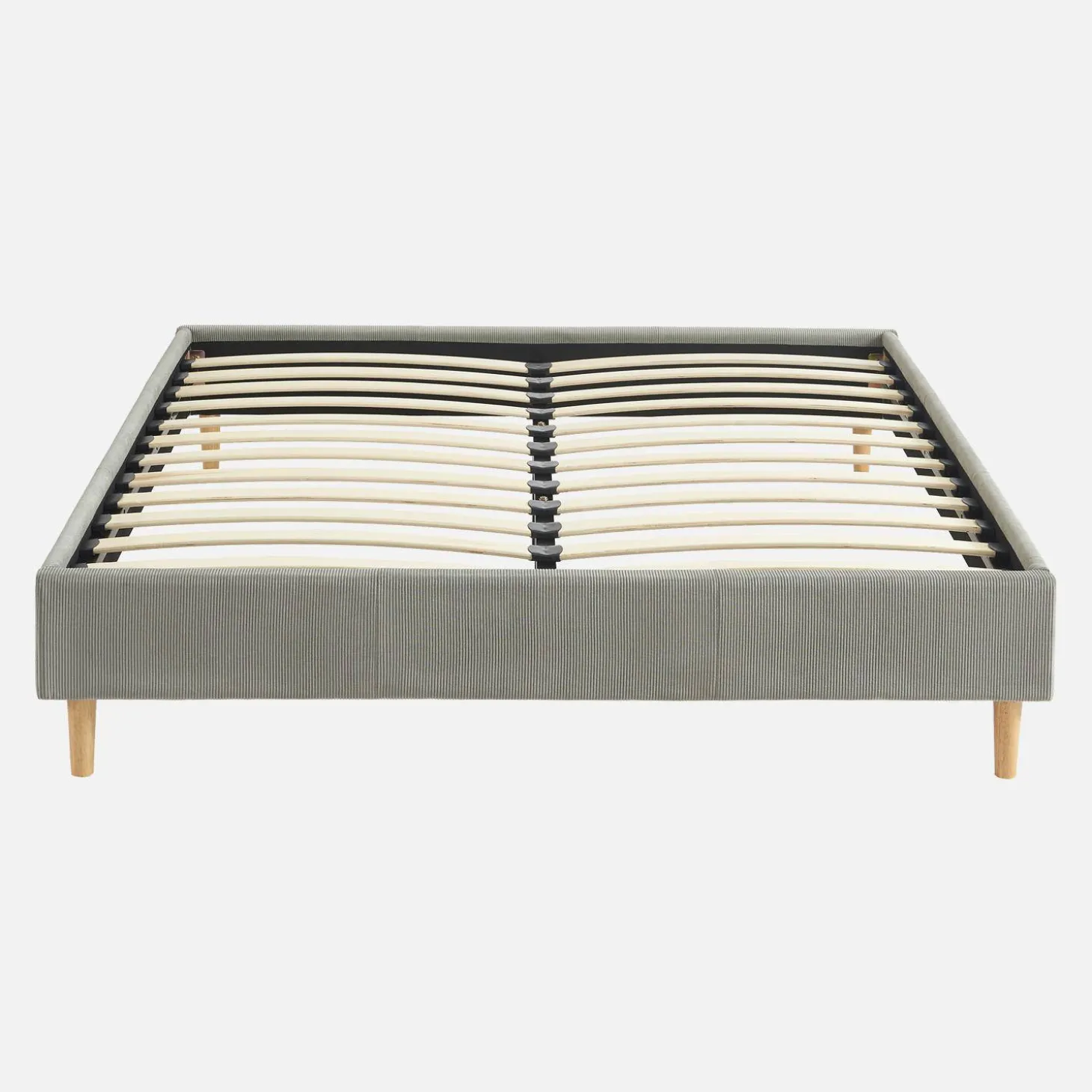 Cama com base de ripas 140x190cm, veludo canelado fino