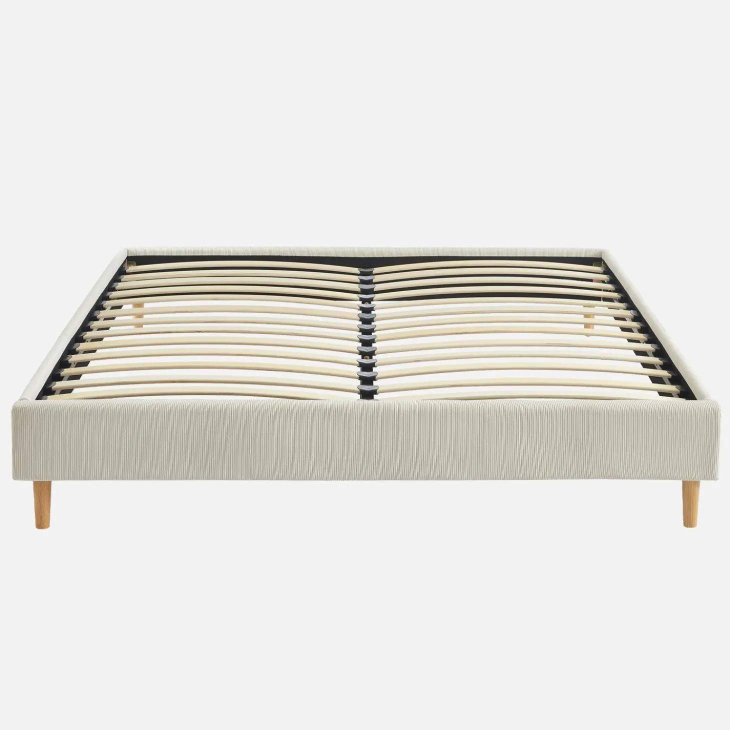 Cama com base de ripas 160x200cm, veludo canelado fino