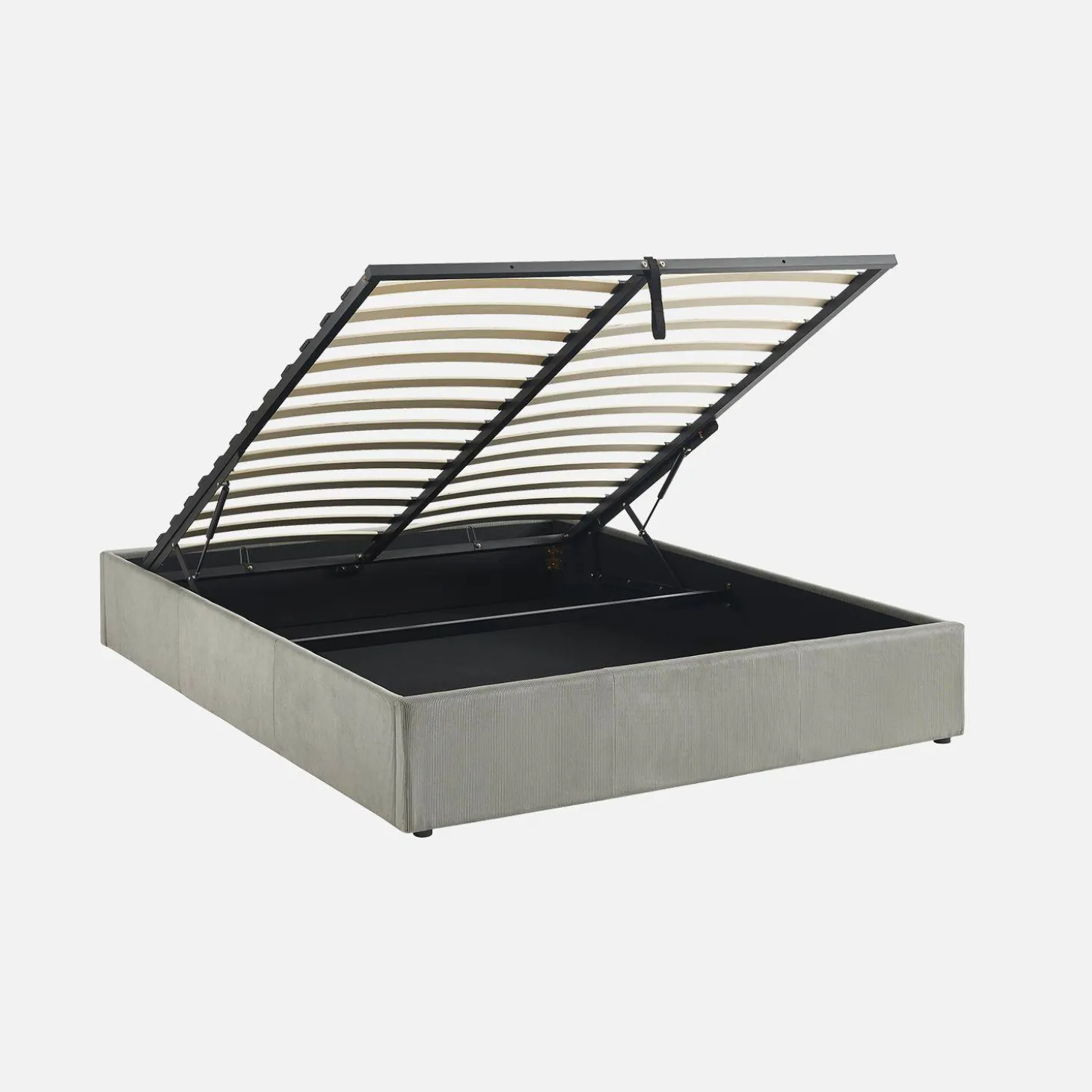 Cama com base de ripas 160x200cm, veludo canelado fino