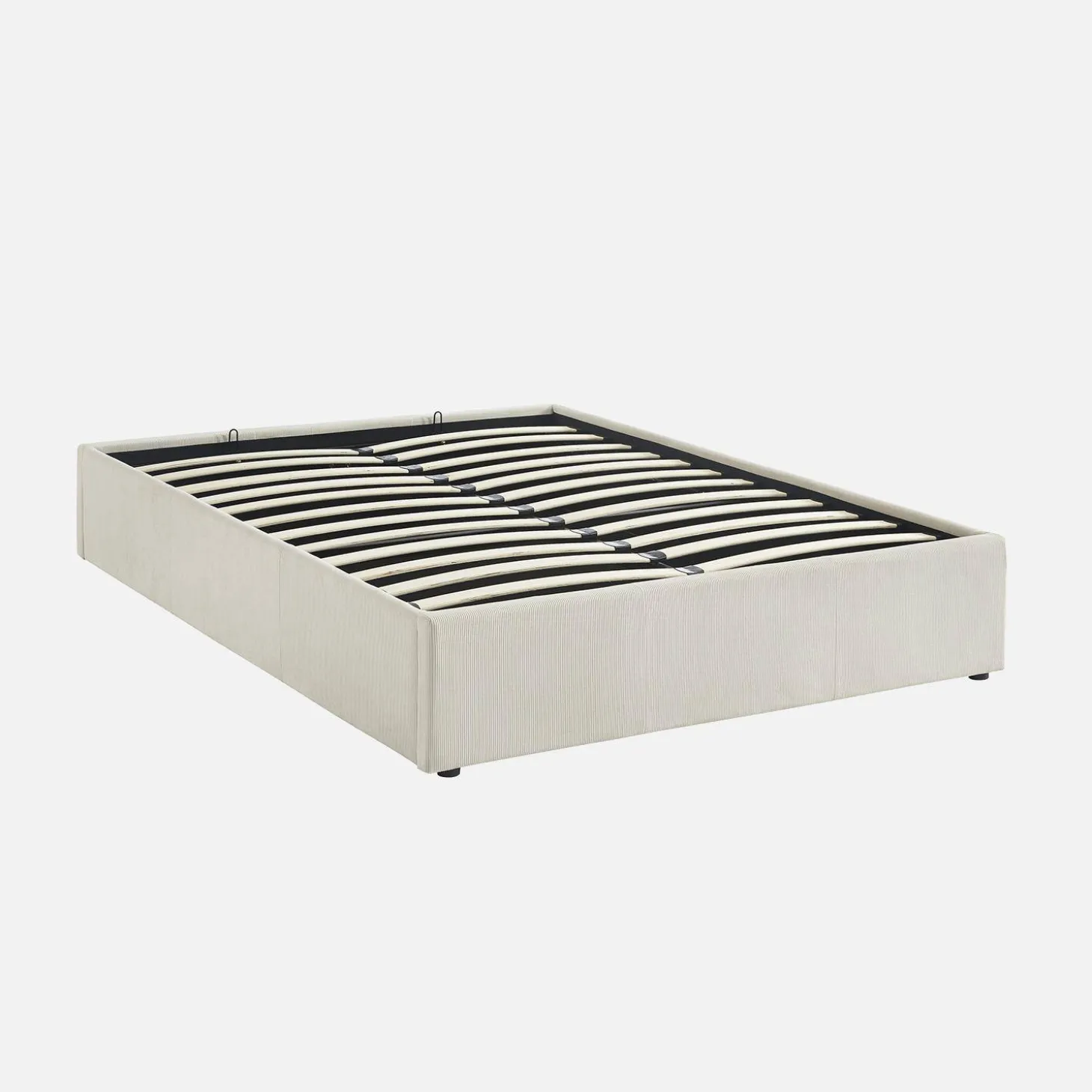 Cama com base de ripas 140x190cm, veludo canelado fino