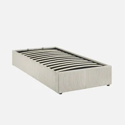 Cama com base de ripas 90x190cm, veludo canelado fino