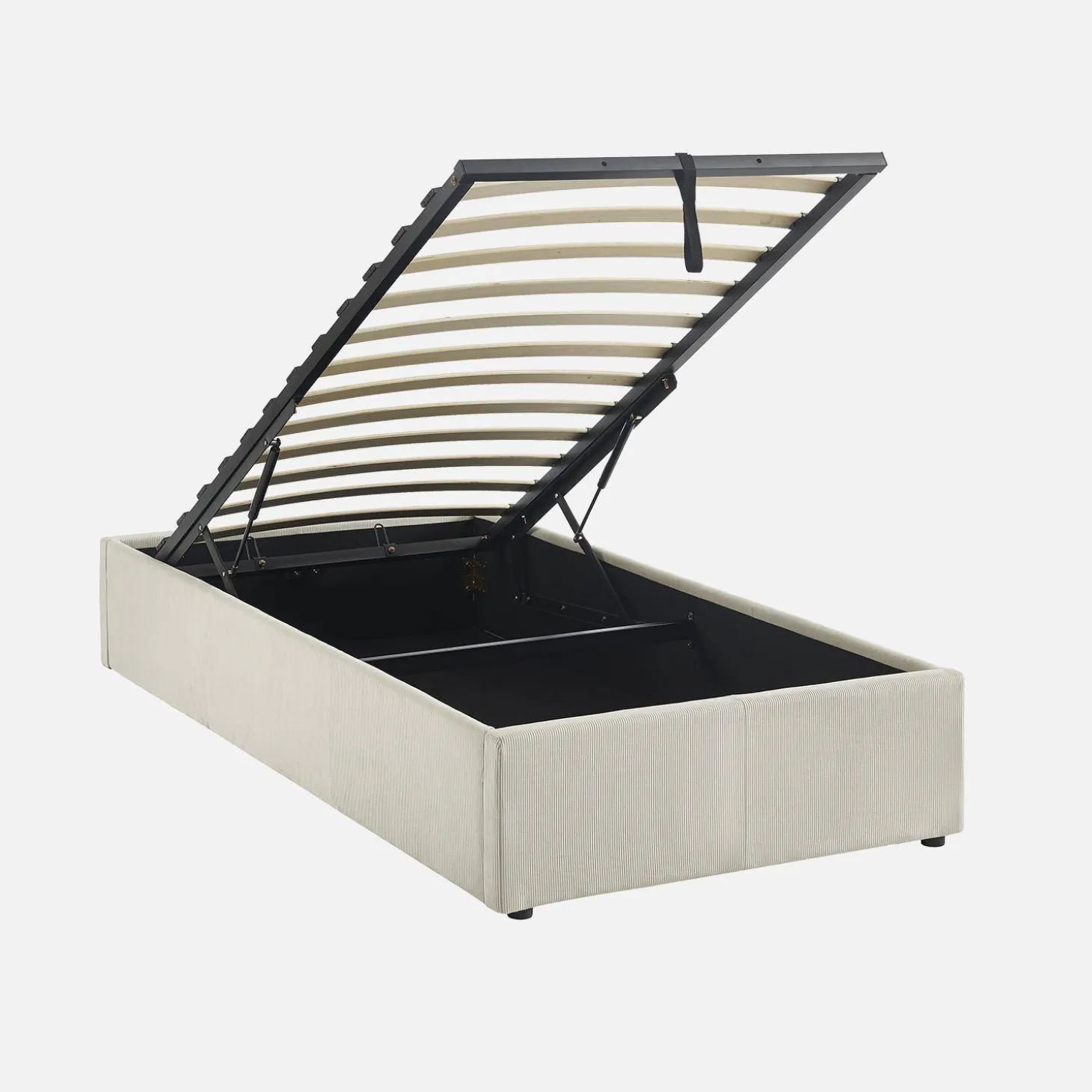 Cama com base de ripas 90x190cm, veludo canelado fino