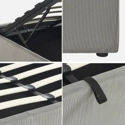 Cama com base de ripas 140x190cm, veludo canelado fino