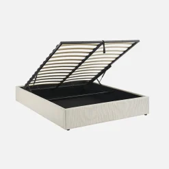 Cama com base de ripas 160x200cm, veludo canelado fino