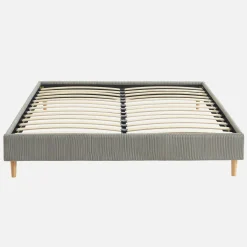 Cama com base de ripas 160x200cm, veludo canelado fino