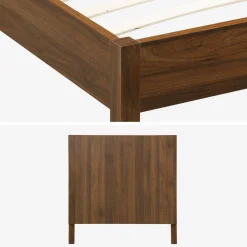 Cama com estrado de ripas e cabeceir, 90x190cm decoração madeira