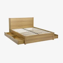 Cama com estrado de ripas e cabeceira 160x200cm + 4 gavetas