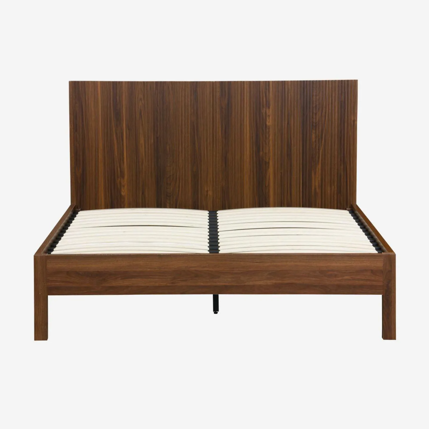 Cama com estrado de ripas e cabeceira, 140x190cm decoração em madeira