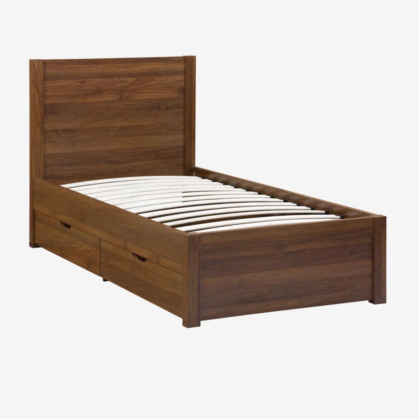Cama com estrado de ripas e cabeceira 90x190cm + 4 gavetas